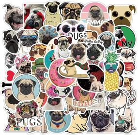 img 4 attached to 🐶 Pug Dog Waterproof Vinyl Stickers - 50 Pack for Water Bottles, Laptop, Refrigerator, Luggage, Computer, Mobile Phone, Skateboard Decals