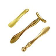 set of 3 metal eye and face cream applicator sticks with cosmetics spoon spatula - facial massage massager tool, under eye roller to minimize puffiness logo