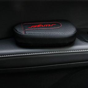 img 3 attached to 🚗 Armrest Pad for Kia Stinger: Driver Side Knee Pain Relief and Thigh Support Cushion in Black Red - Car Interior Accessory