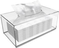 acrylic rectangular tissue box holder with cover - clear plastic facial tissue dispenser, countertop dryer sheet container, napkin organizer for bathroom, kitchen, home logo
