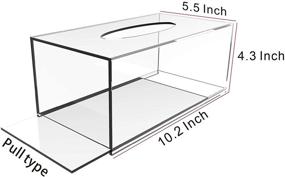 img 3 attached to Acrylic Rectangular Tissue Box Holder with Cover - Clear Plastic Facial Tissue Dispenser, Countertop Dryer Sheet Container, Napkin Organizer for Bathroom, Kitchen, Home