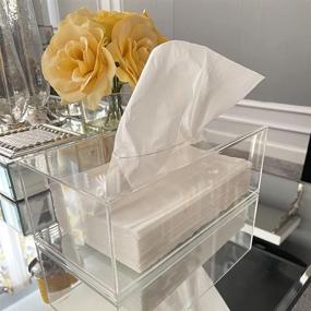 img 1 attached to Acrylic Rectangular Tissue Box Holder with Cover - Clear Plastic Facial Tissue Dispenser, Countertop Dryer Sheet Container, Napkin Organizer for Bathroom, Kitchen, Home