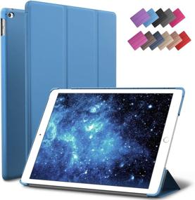 img 4 attached to ROARTZ Чехол для iPad Air 2: Синий Слим Фит Смарт Фолио 🔹 Обложка с функцией автоматического включения/выключения для Apple iPad Air 2-го поколения A1566/A1567 с Ретина-дисплеем