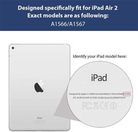 img 3 attached to ROARTZ Чехол для iPad Air 2: Синий Слим Фит Смарт Фолио 🔹 Обложка с функцией автоматического включения/выключения для Apple iPad Air 2-го поколения A1566/A1567 с Ретина-дисплеем