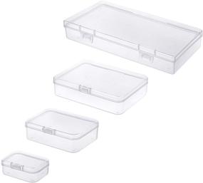 img 3 attached to Goodma 24-Piece Rectangular Empty Mini Clear Plastic Organizer Storage Box Containers with Hinged Lids, Mixed Sizes, Ideal for Small Items and Craft Projects