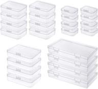 goodma 24-piece rectangular empty mini clear plastic organizer storage box containers with hinged lids, mixed sizes, ideal for small items and craft projects logo