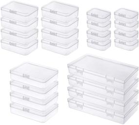 img 4 attached to Goodma 24-Piece Rectangular Empty Mini Clear Plastic Organizer Storage Box Containers with Hinged Lids, Mixed Sizes, Ideal for Small Items and Craft Projects