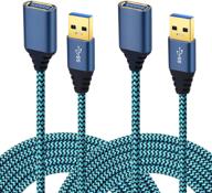 🔌 besgoods 2-pack - 10ft usb 3.0 extension cable with metal gold-plated connector - blue (compatible with oculus vr, mouse, keyboard, printer, ps4) logo