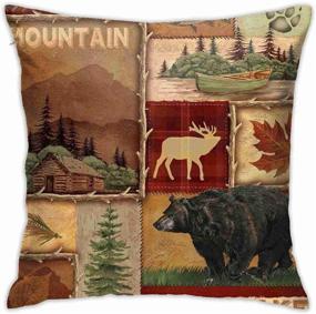 img 4 attached to 🐻 Rustic Lodge Bear Moose Deer Throw Pillow Case - Home Sofa Couch Bed Decorative Cushion Cover