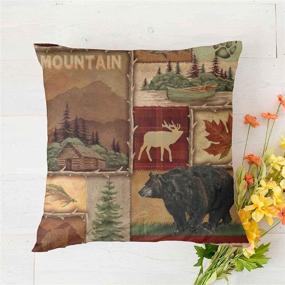 img 1 attached to 🐻 Rustic Lodge Bear Moose Deer Throw Pillow Case - Home Sofa Couch Bed Decorative Cushion Cover