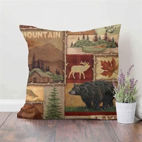 img 2 attached to 🐻 Rustic Lodge Bear Moose Deer Throw Pillow Case - Home Sofa Couch Bed Decorative Cushion Cover