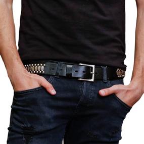 img 3 attached to 💼 Premium Fioretto Italian Cowhide Leather Studded Men's Belts and Accessories: Luxurious Style and Quality