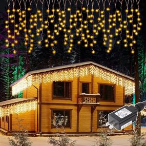 img 4 attached to 🎄 SALCAR 16.4ft 200LED внутренняя и наружная рождественская гирлянда с иконками - 24 грозди, 8 режимов водонепроницаемых занавесочных феерических огней с функцией памяти - для украшения сада, стены, карнизов на Хэллоуин и Рождество, тёплый белый