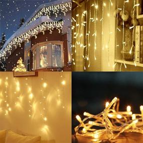 img 2 attached to 🎄 SALCAR 16.4ft 200LED внутренняя и наружная рождественская гирлянда с иконками - 24 грозди, 8 режимов водонепроницаемых занавесочных феерических огней с функцией памяти - для украшения сада, стены, карнизов на Хэллоуин и Рождество, тёплый белый