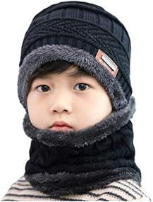 img 4 attached to 🧣 Warm Winter Hat and Scarf Set for Kids - Knit Beanie Cap and Circle Scarf Combo!