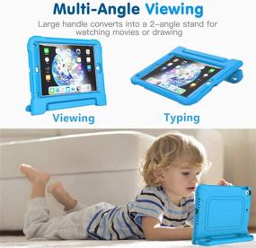 img 1 attached to 📱 Shockproof Kids Case for iPad 9.7-inch 2018/2017 & Air/Air 2 with Built-in Screen Protector - Light Weight Handle & Convertible Stand Cover (Blue)