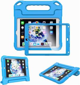 img 4 attached to 📱 Shockproof Kids Case for iPad 9.7-inch 2018/2017 & Air/Air 2 with Built-in Screen Protector - Light Weight Handle & Convertible Stand Cover (Blue)