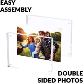 img 2 attached to 🖼️ SimbaLux Magnetic Acrylic Picture Photo Frame: 8x10 inches, 24mm Thick, UV Protection - Clear Glass Like, Double Sided Frameless Display