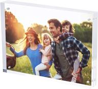 🖼️ simbalux magnetic acrylic picture photo frame: 8x10 inches, 24mm thick, uv protection - clear glass like, double sided frameless display логотип