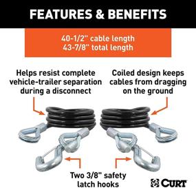 img 2 attached to 🔗 CURT 80136 43-7/8-Inch Vinyl-Coated Trailer Safety Cables with 3/8-Inch Snap Hooks - 2-Pack, 3,500 lbs Break Strength