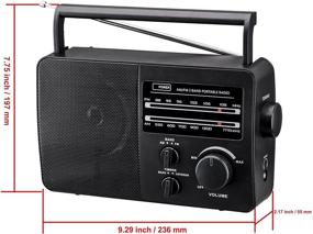 img 3 attached to 📻 JP-1 AM/FM 2 Band Portable Radio - AC or Battery Operated, Black (Batteries not included)