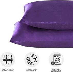 img 3 attached to 🛏️ ADORILA Satin Pillow Cases, 4 Pack Silk Pillow Cases for Hair and Skin with Envelope Closure (Includes 2 Pillow Cases, 1 Eye Mask, 1 Pair of Earplugs) - Violet, 20x30 Inches