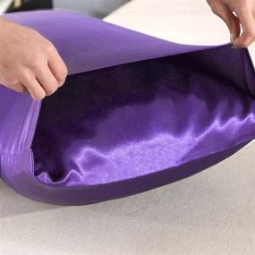 img 2 attached to 🛏️ ADORILA Satin Pillow Cases, 4 Pack Silk Pillow Cases for Hair and Skin with Envelope Closure (Includes 2 Pillow Cases, 1 Eye Mask, 1 Pair of Earplugs) - Violet, 20x30 Inches