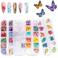 🌸 48 colors dried flowers nail art butterfly glitter flake 3d holographic: enhance your nails with tufusiur dry flower sequins, perfect for acrylic nails, face, body; ideal gifts for decoration, diy crafting logo