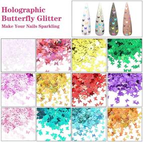 img 1 attached to 🌸 48 Colors Dried Flowers Nail Art Butterfly Glitter Flake 3D Holographic: Enhance Your Nails with Tufusiur Dry Flower Sequins, Perfect for Acrylic Nails, Face, Body; Ideal Gifts for Decoration, DIY Crafting