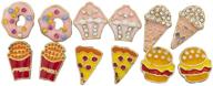 🍩 lux accessories gold tone desserts and junk food multi earring set - 6pc delicious novelty collection logo