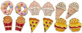 img 2 attached to 🍩 LUX ACCESSORIES Gold Tone Desserts and Junk Food Multi Earring Set - 6PC Delicious Novelty Collection