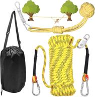 🐶 60ft dog tie out cable with telescopic spring & bag kit - portable overhead trolley system and rope toys for dogs up to 200lbs - outdoor park, yard camping, and travel friendly logo