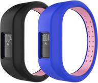 moko watch band [2-pack]: compatible with garmin vivofit 3 - soft silicone replacement strap bracelet set for small size - black/pink + blue/pink logo