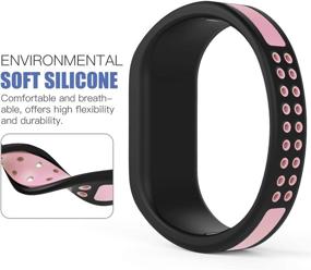 img 3 attached to MoKo Watch Band [2-Pack]: Compatible with Garmin Vivofit 3 - Soft Silicone Replacement Strap Bracelet Set for Small Size - Black/Pink + Blue/Pink