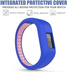 img 2 attached to MoKo Watch Band [2-Pack]: Compatible with Garmin Vivofit 3 - Soft Silicone Replacement Strap Bracelet Set for Small Size - Black/Pink + Blue/Pink