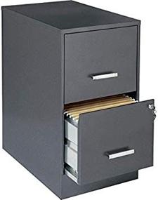 img 2 attached to 🗄️ Lorell SOHO 22" 2-Drawer File Cabinet LLR16871 - Sleek Metallic Charcoal Storage Solution