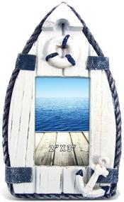 img 4 attached to 🧩 Puzzled Wooden Blue Sailboat Picture Frame: Intricate 2x3 Sculptural Wood Photo Holder with Meticulous Detailing - Handcrafted Coastal Nautical Themed Home Décor Accent