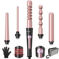 ushow 5 in 1 curling iron set with tourmaline ceramic barrels and lcd heat display - instant heat up hair curler with adjustable temperature and glove logo