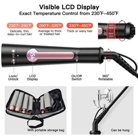 img 2 attached to USHOW 5 in 1 Curling Iron Set with Tourmaline Ceramic Barrels and LCD Heat Display - Instant Heat Up Hair Curler with Adjustable Temperature and Glove