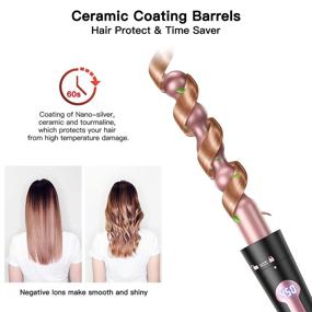 img 1 attached to USHOW 5 in 1 Curling Iron Set with Tourmaline Ceramic Barrels and LCD Heat Display - Instant Heat Up Hair Curler with Adjustable Temperature and Glove