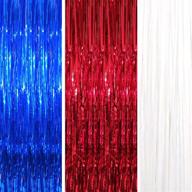🎇 pack of 3 patriotic shimmer red white blue metallic tinsel curtains - 3.2ft x 8.3ft - perfect photo backdrop for 4th of july, labor day, memorial day & veterans day party decorations logo