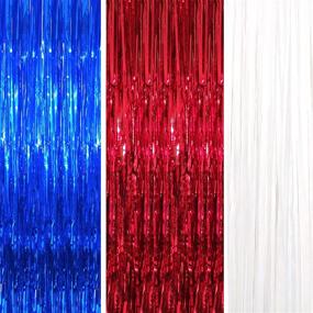 img 4 attached to 🎇 Pack of 3 Patriotic Shimmer Red White Blue Metallic Tinsel Curtains - 3.2ft x 8.3ft - Perfect Photo Backdrop for 4th of July, Labor Day, Memorial Day & Veterans Day Party Decorations