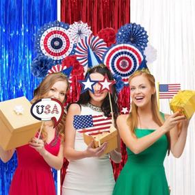img 3 attached to 🎇 Pack of 3 Patriotic Shimmer Red White Blue Metallic Tinsel Curtains - 3.2ft x 8.3ft - Perfect Photo Backdrop for 4th of July, Labor Day, Memorial Day & Veterans Day Party Decorations