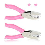 ✨ miao jin 2pcs 1/4 inch heart and star metal single handheld hole punch for diy crafts, scrapbooking, paper puncher hand tool with enhanced grip (star&amp;heart) logo