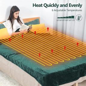 img 1 attached to 🔥 Homde Twin Size Heated Blanket - Electric Throw Blanket 62 in x 84 in Flannel with 6 Temperature Settings & 8 Time Settings, Fast Heating, Overheating Protection, Machine Washable (Green)