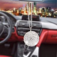 🔮 sparkling crystal ball for car rear view mirror - car decor hanging accessory for rearview mirror, lucky sun catcher ornament for car glam decoration charm (white) logo