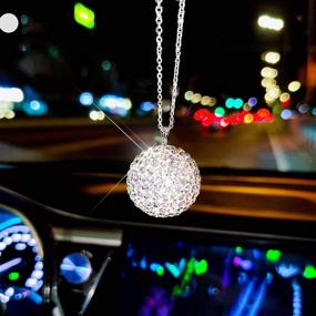 img 1 attached to 🔮 Sparkling Crystal Ball for Car Rear View Mirror - Car Decor Hanging Accessory for Rearview Mirror, Lucky Sun Catcher Ornament for Car Glam Decoration Charm (White)