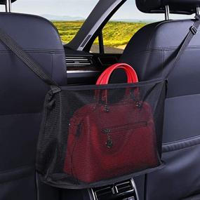 img 2 attached to 👜 Convenient Car Net Pocket Handbag Holder for Easy and Safe Storage - Black