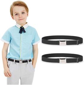 img 4 attached to JASGOOD 2 Pack Kids Toddler Elastic Stretch 👦 Adjustable Belt for Boys and Girls with Silver Square Buckle