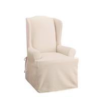 🪑 natural cotton duck t-cushion wing chair slipcover by sure fit home décor - relaxed woven fit, 100% cotton, machine washable logo